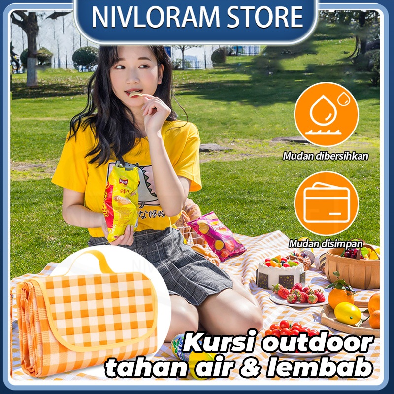 Tikar Piknik Lipat Anti Air Kain Oxford Tebal Waterproof Alas Duduk Saat Piknik Tiker Lipat Matras T