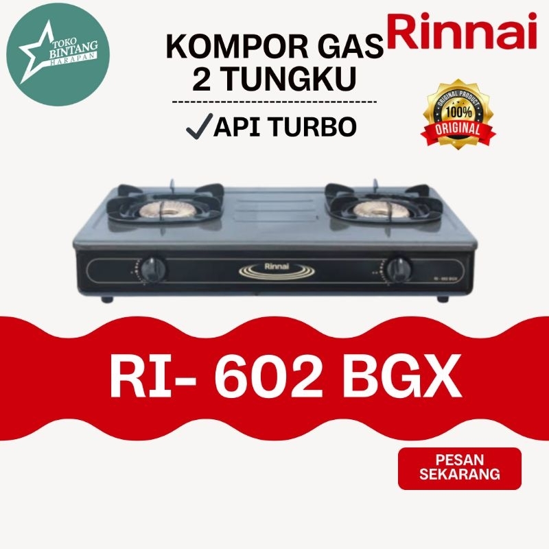 Rinnai Kompor Gas 2 Tungku Api Turbo Ri-602BGX