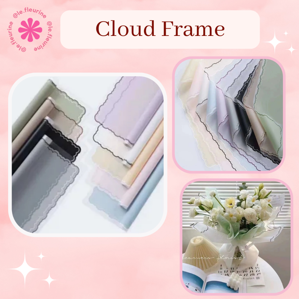 

Flower Wrapping Paper Cloud Frame Awan Pattern Cellophane Kertas Buket Motif Kotak Plaid Pop Up Bicolor White Glossy Waterproof Kertas Bungkus Bunga