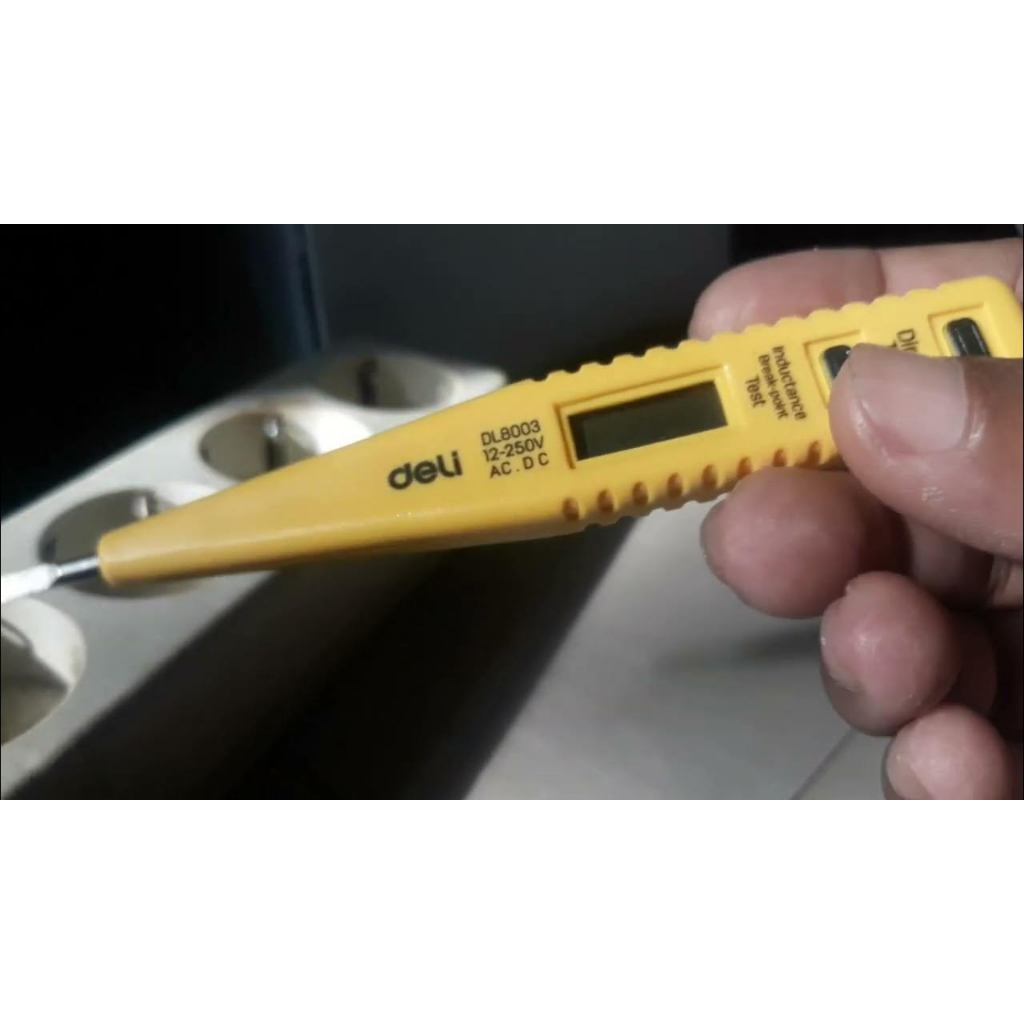 Deli Digital Test Pen/Tespen Digital 12-250V AC DC 13 cm EDL8003/Alat tes tegangan listrik AC DC TER