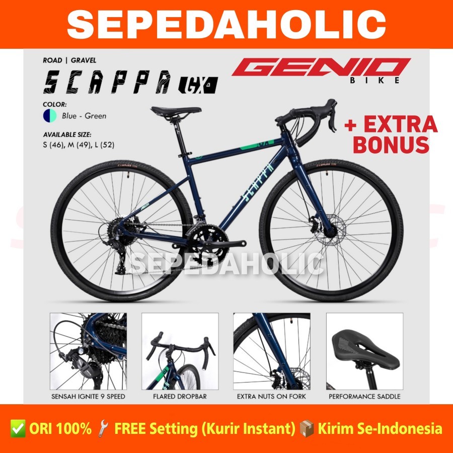 Sepeda Roadbike Gravel GENIO SCAPPA GX Alloy Balap 18 Speed