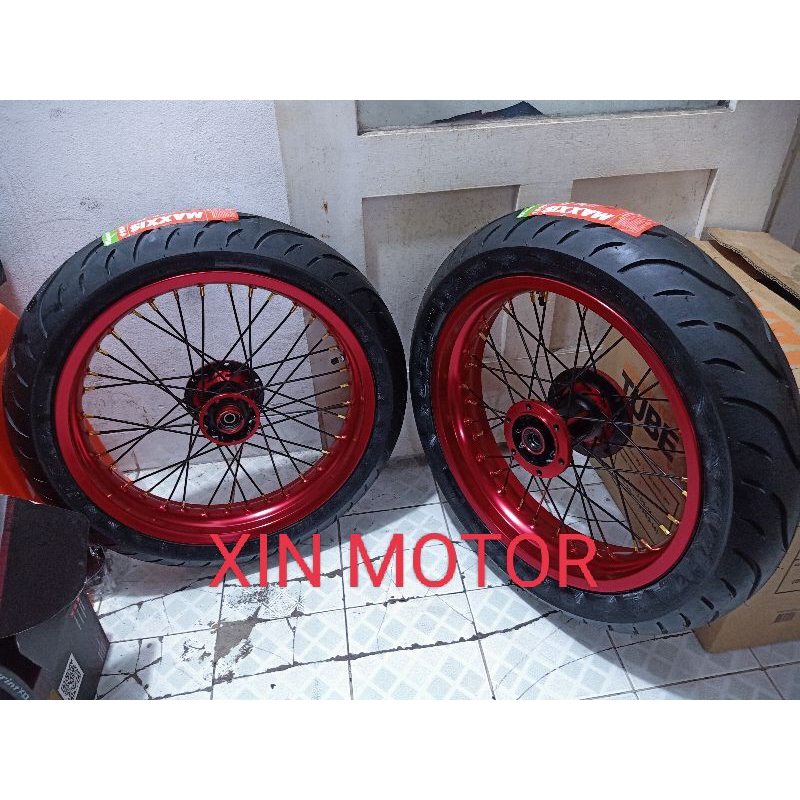 Paket velg Supermoto klx D-Tracker tromol scarlet..