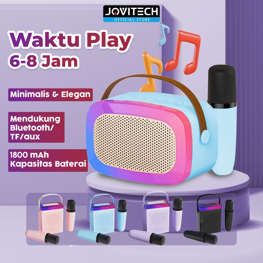 Jovitech K88 RGB Lampu Karaoke Portable Microphone Karaoke Speaker Bluetooth RGB Hi-Fi Sounds Portab