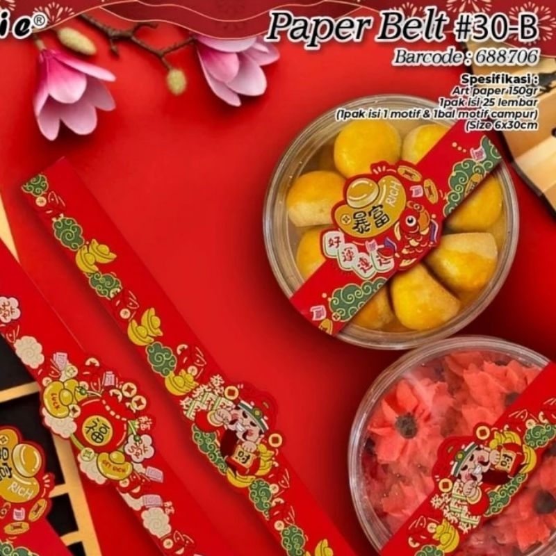 

JJ Chen 1Pcs Paper Belt Imlek Sincia Untuk Toples / Jar Kue Imlek Sincia / Hang Tag Toples Kue 500gr 350gr