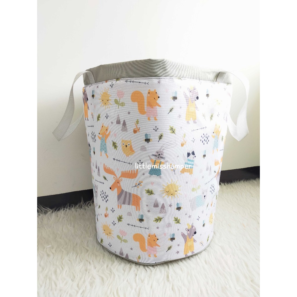 

Custom laundry bag toy bin large cute desain boho scandinavian tempat baju anak mainan nordic