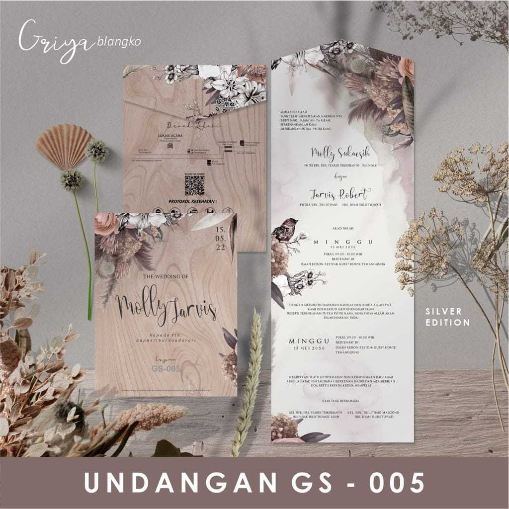 Griya GS 005 Undangan Pernikahan Sudah Cetak Siap Pakai Free Plastik dan Label | Kertas Blangko Unda