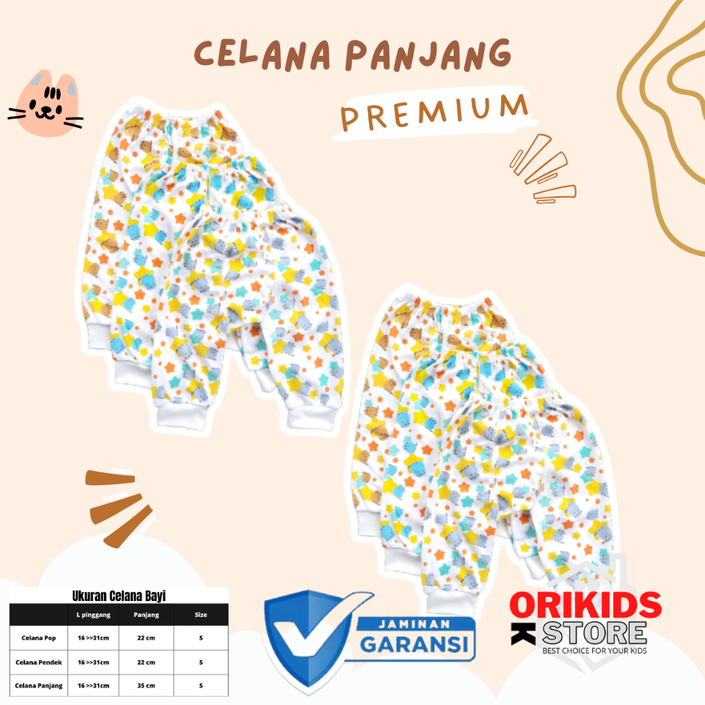 1 Lusin Celana Bayi Panjang Lusinan Umur 0 3 Bulan Tebal Motif