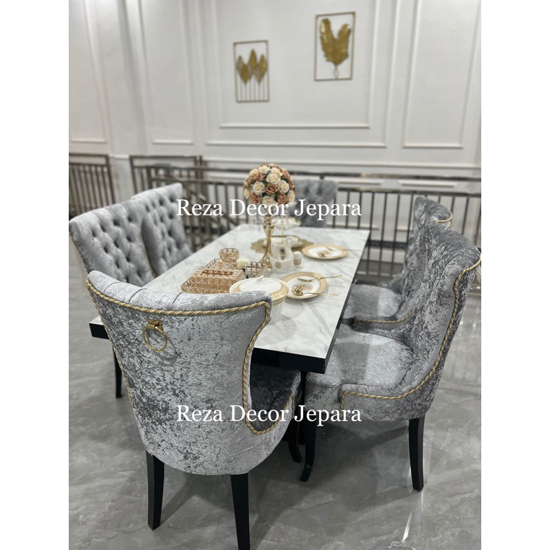 set meja makan klasik modern / kursi makan modern / kursi makan retro / kursi makan terbaru / kursi 
