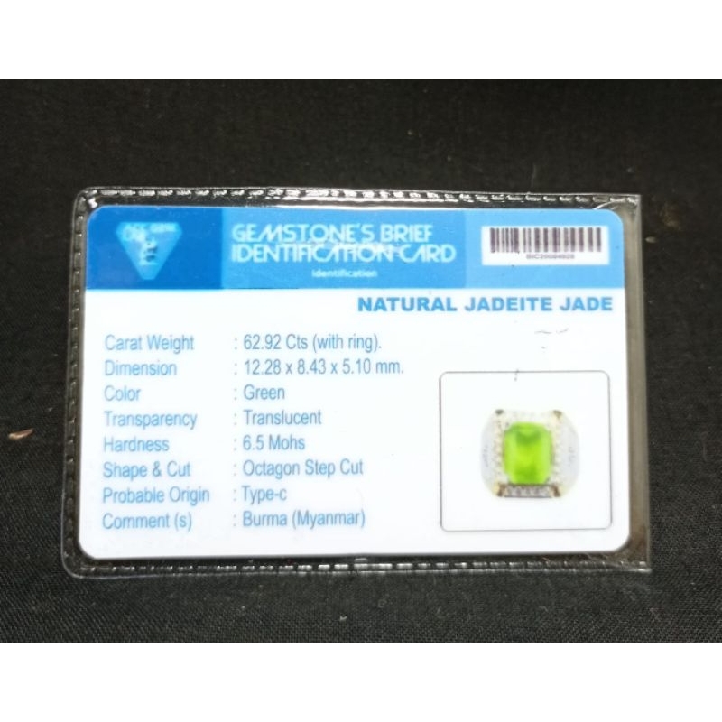 CINCIN BATU GIOK BURMA ASLI NATURAL BERSERTIFIKAT LAB SIAP PAKAI