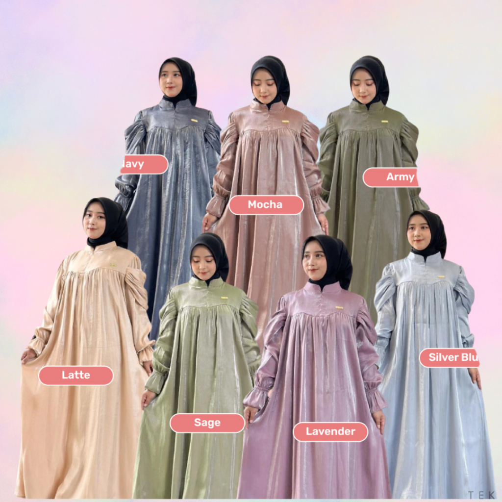 Dress Shafira Gamis Shimmer Silk Glamour Baju Remaja Kekinian
