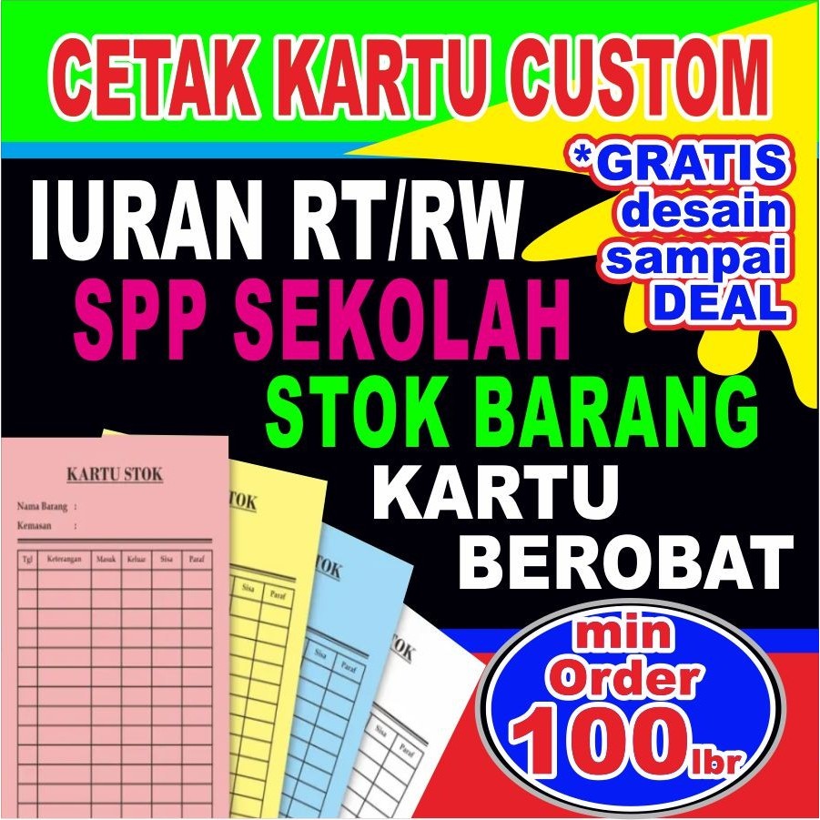 

CETAK Kartu STOCK barang, kartu IURAN, Kartu ABSEN ( TEBAL )