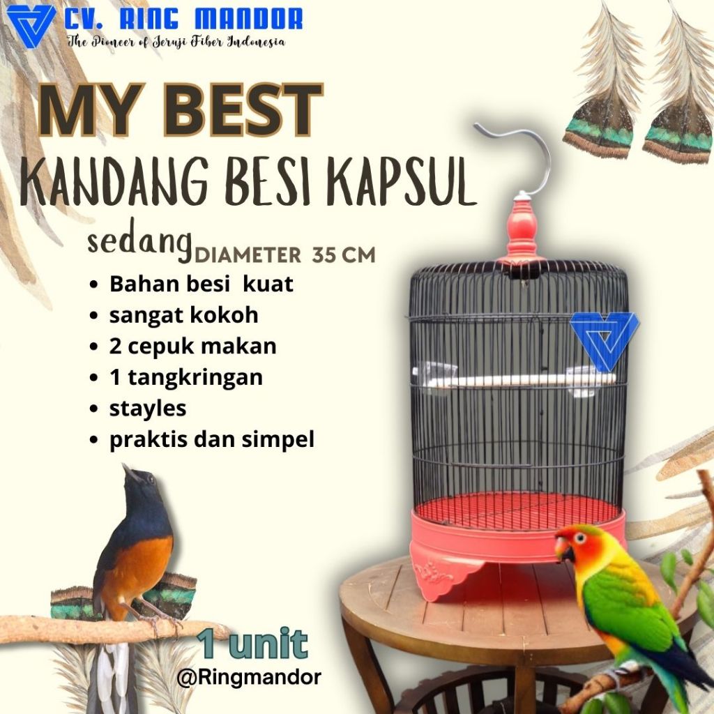 Sangkar Burung Ukuran Tanggung Merek Best sangkar lovebird kenari perkutut kubah datar pendek merk m