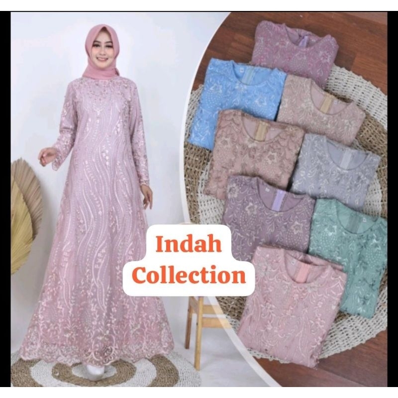 GAMIS BROKAT FULL TILE BORDIR MUTIARA / GAMIS PESTA