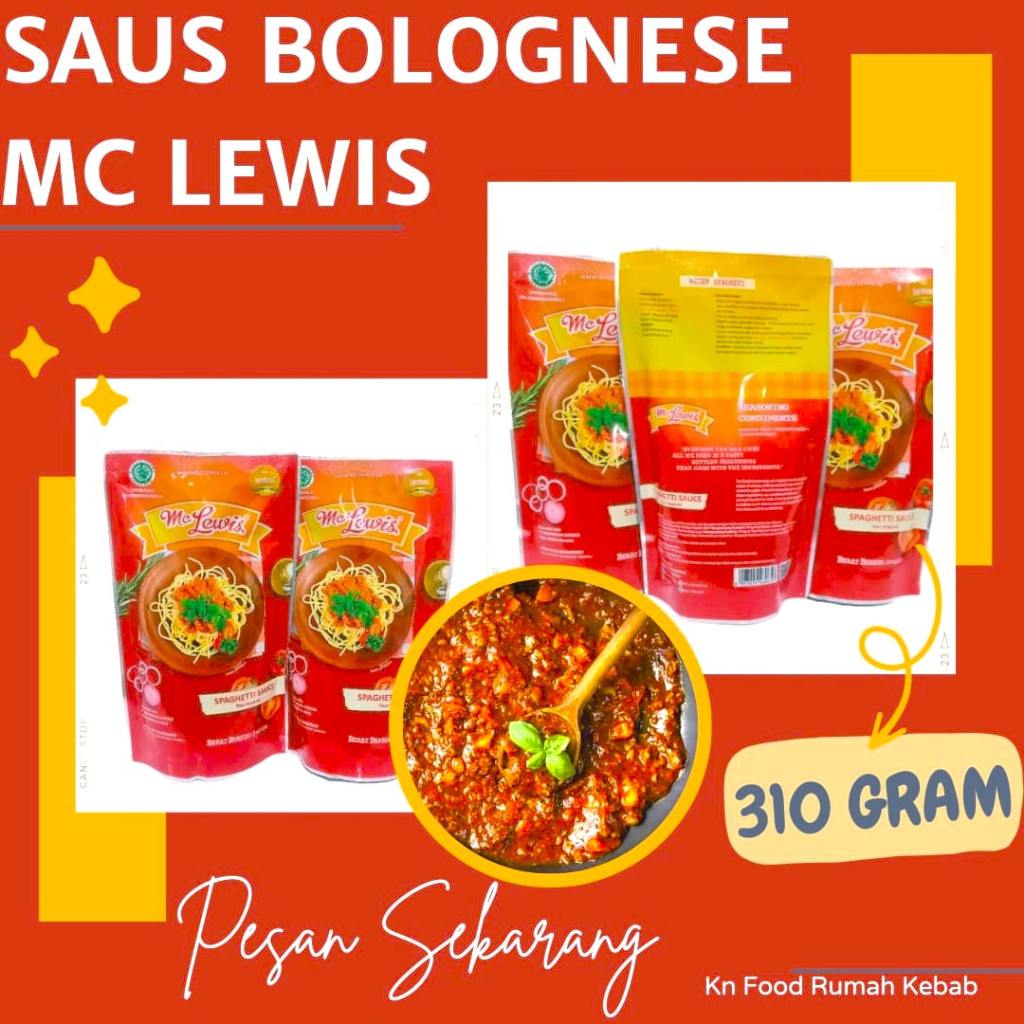 

Mc Lewis saus spaghetti spageti bolognese 310 Gram