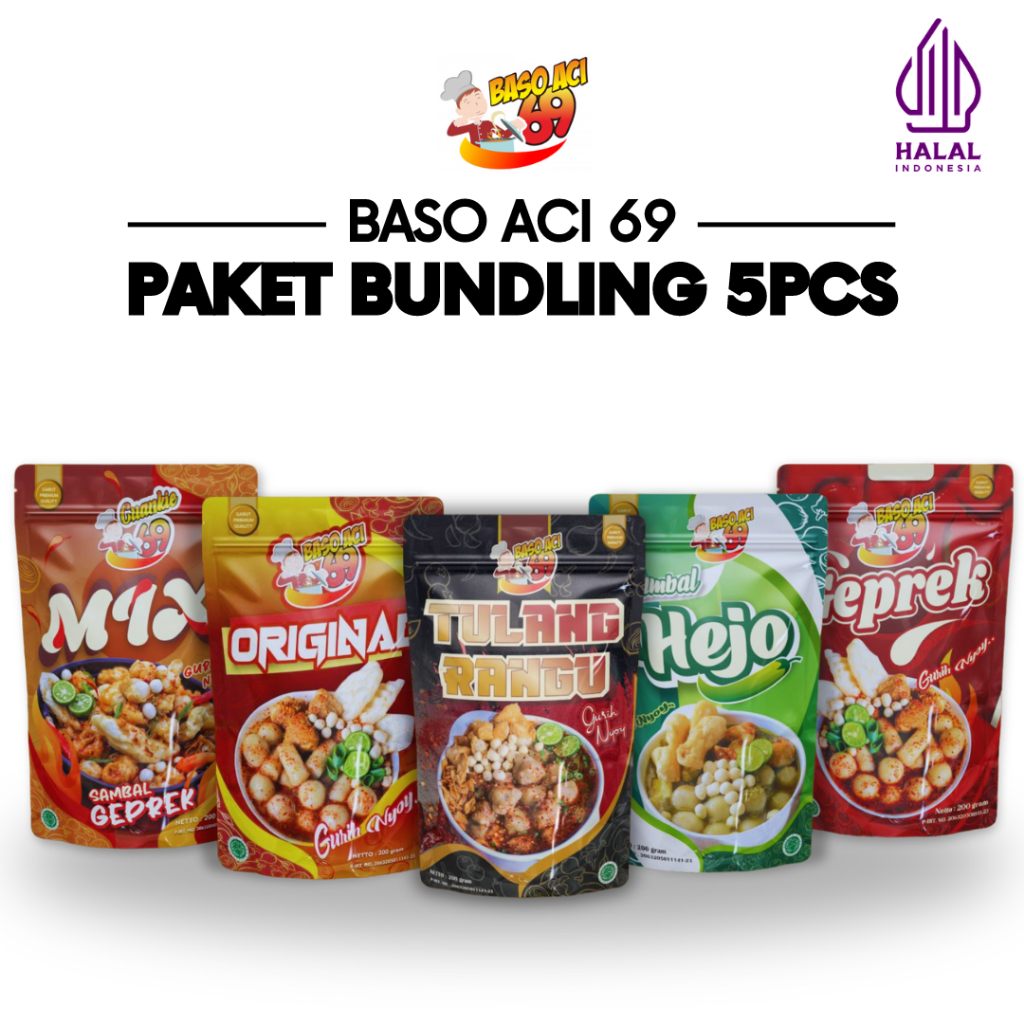 

Baso Aci 69 Paket Bundling (Cuanki Mix Ori Geprek Tulangrangu Sambel Hejo)