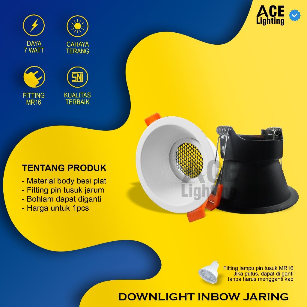 Downlight plafon inbow lampu plafon 7 watt jaring fiting MR16