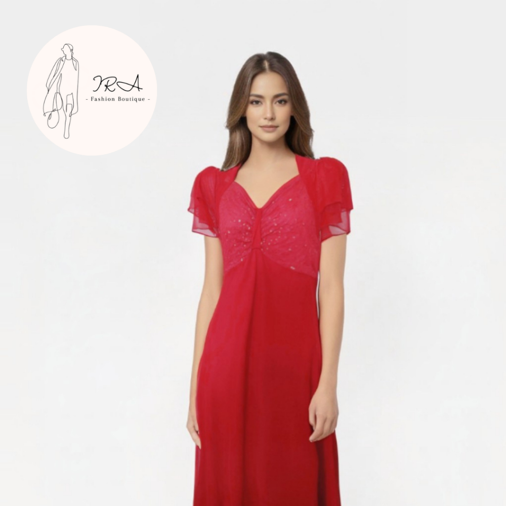 Dress Merah Anggun - Dress Elegan - Ira Boutique