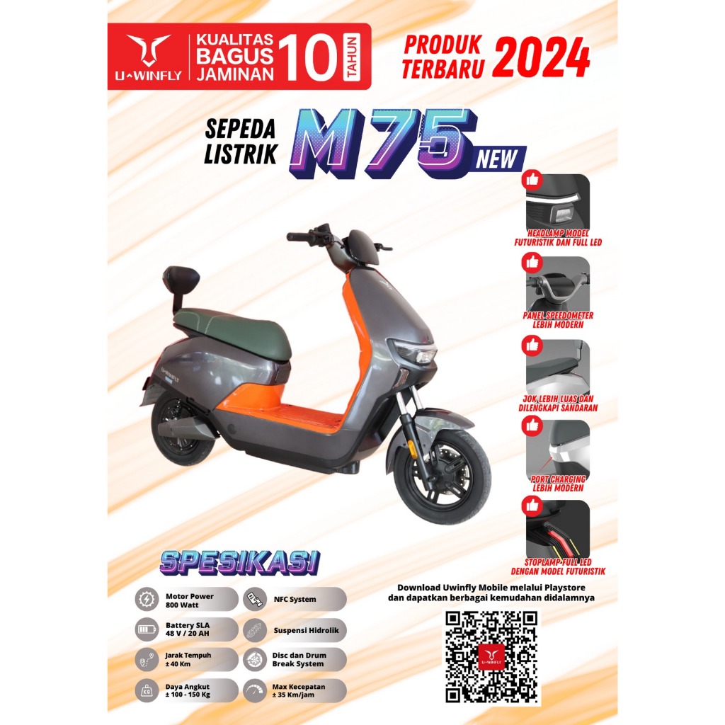 COMING SOON  UWINFLY M75 sepeda listrik model terbaru 