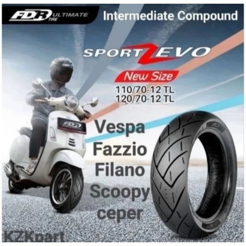 BAN LUAR TUBELESS TUBLESS TUBLES DEPAN BELAKANG FDR SPORT ZEVO 110/70-12 & 120/70-12 MATIC YAMAHA FA