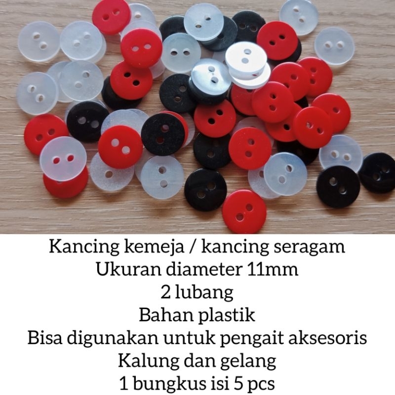 [5pcs] kancing kemeja 11mm / kancing seragam / kancing 2 lubang / kancing kemeja 2 lubang / kancing 