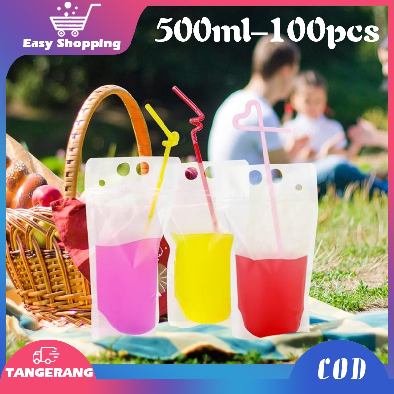100pcs Standing Pouch Minuman 500ml Pouch Standing Minuman Serbaguna Kemasan Standing Pouch