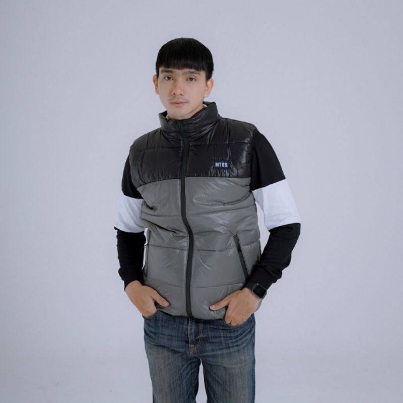 Puffer Vest Jacket Kombi Black Grey