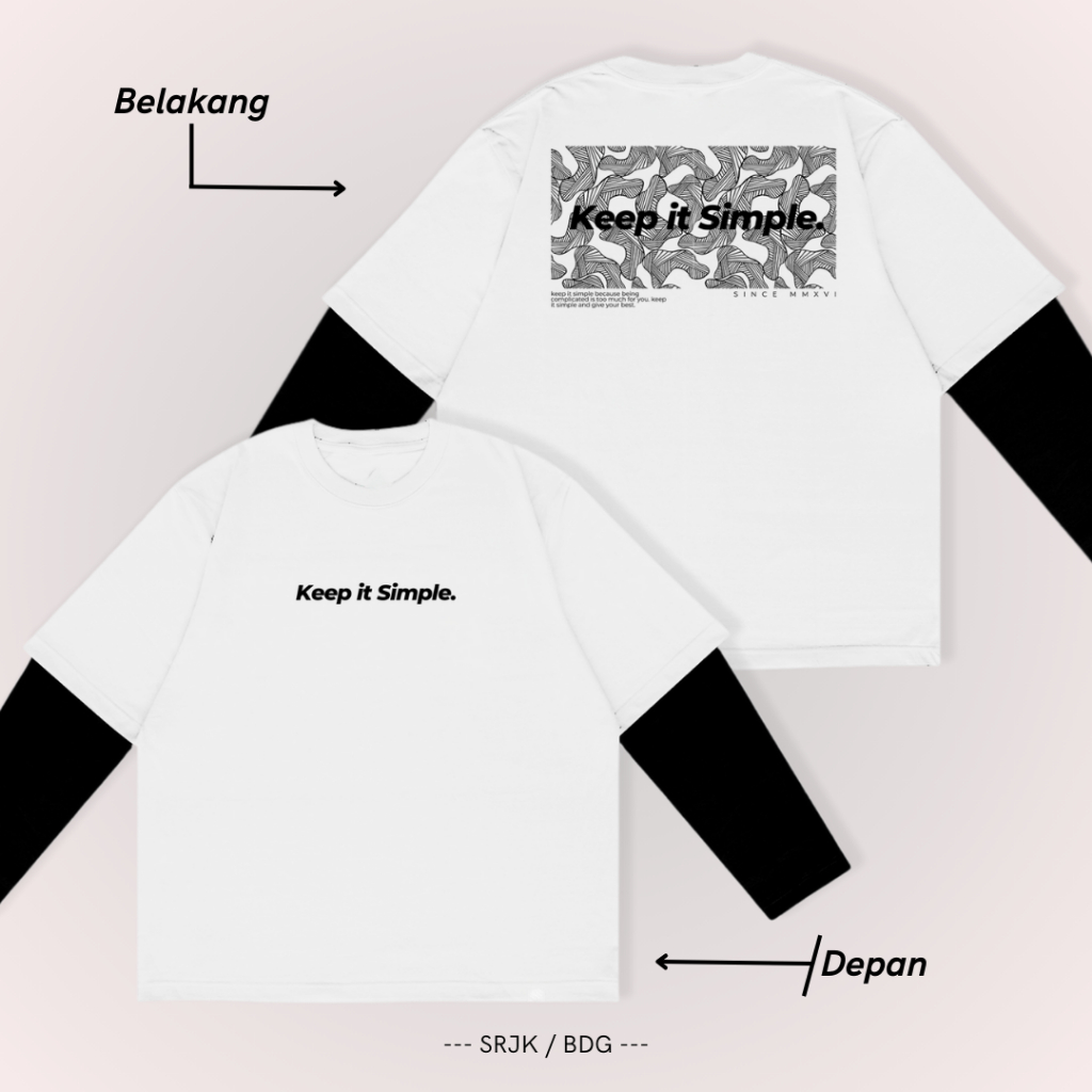 SRJK | Keep it Simple Oversize T-shirt double layer pria dan wanita | White