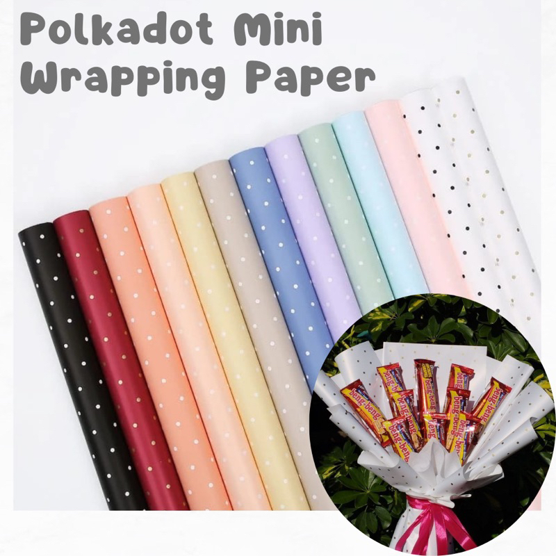 

Kertas Pembungkus Motif Polkadot / Wrapping Paper Mini Polkadot Flower Bouquet / Kertas Buket / Kertas Kado