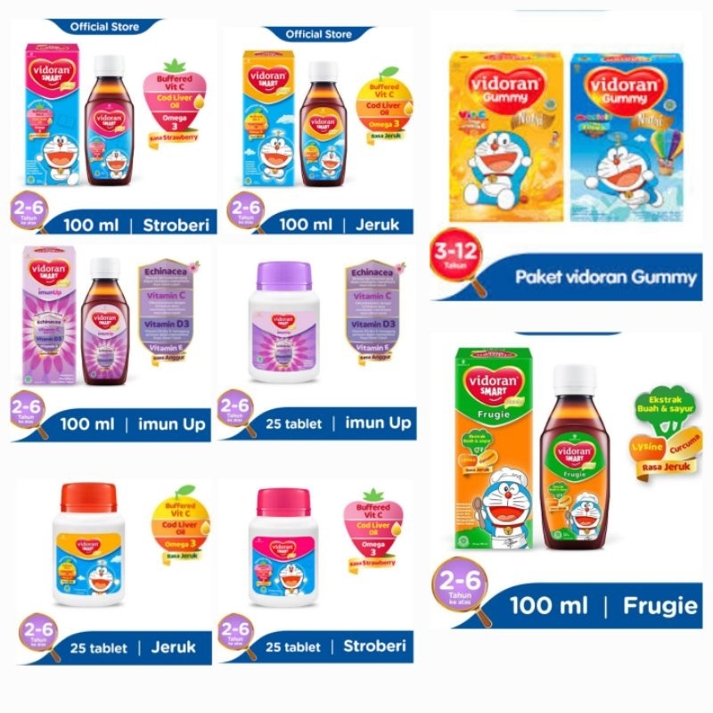 Vidoran Smart Grow Frugie Vitamin Sirup Tablet Imun Up Gummy Multivit Mulyvit - Vidoransmart Vit C D