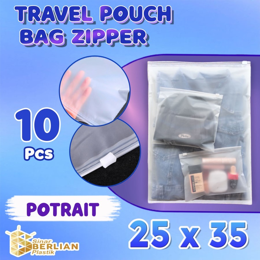 Travel Pouch Organizer Bag Plastik Zipper Potrait 25x35 - 10LMBR