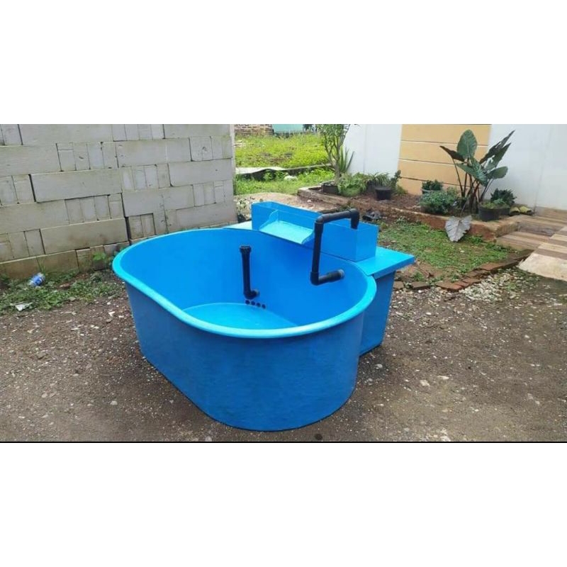 kolam ikan fiber glas oval 150*85*50+filter 20cm