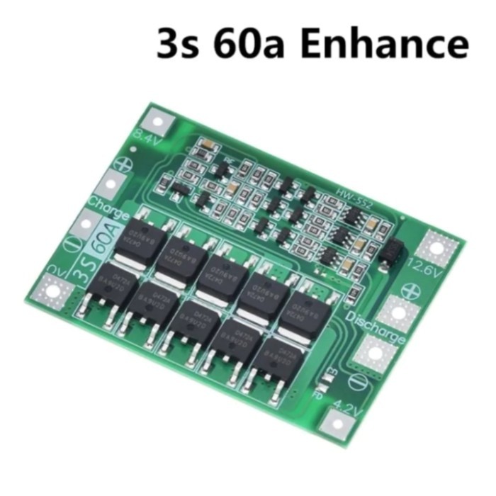 BMS 3S 60A 12V 11.1V 12.6V Baterai Li-ion Lithium 18650 Charger Module