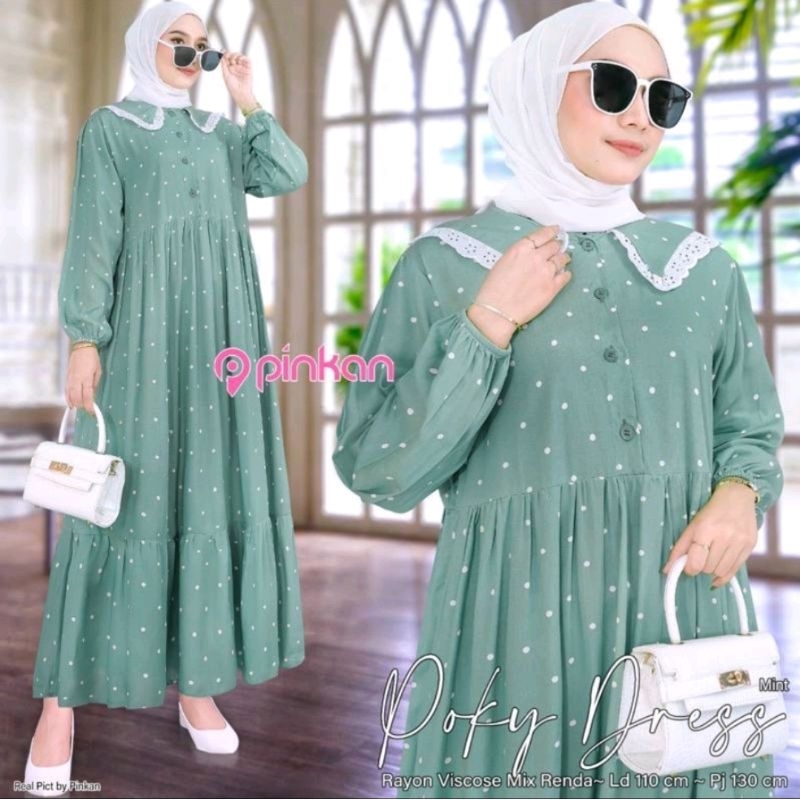 (BISA COD)GAMIS MIDI POLKADOT TERLARIS // DRES MIDI POLKADOT