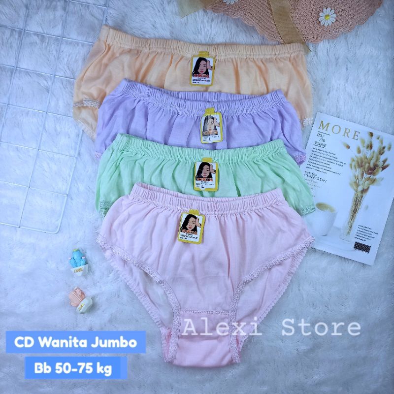 Grosir Celana Dalam Wanita Jumbo Lusinan 12 Pcs 6 pcs Model Jadul Polos CD Emak Ibu Gemoy Super Elas