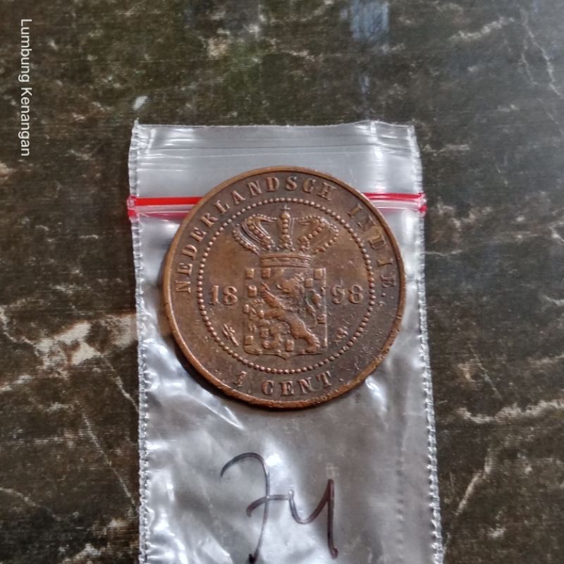 KVLK74 Nederlandsch indie uang Jaman Belanda 1 cent 1898
