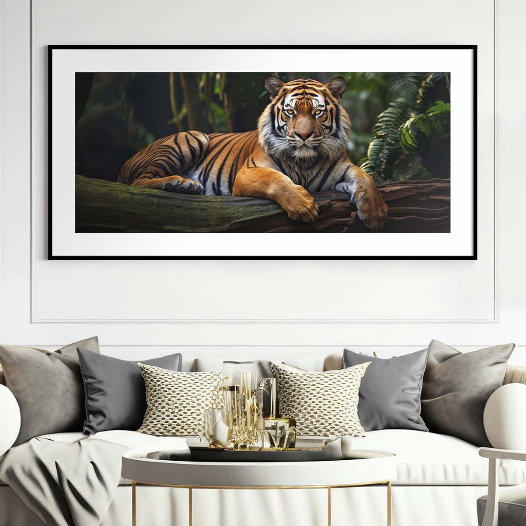 Hiasan Dinding Ruang Tamu 120x60cm Pajangan Dekorasi Rumah Aesthetic Lukisan Pemandangan Harimau CTW