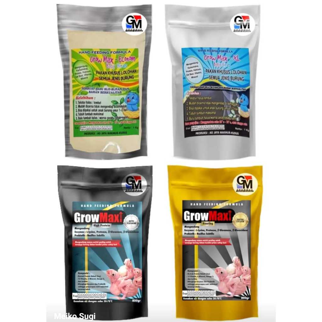 Growmax Grow Max Econom XL Grow Maxi Bubur Lolohan Anakan Burung Lovebird Parrot Falk Conure Afgrey