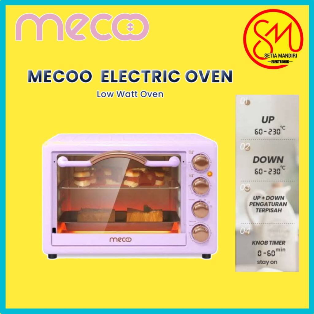 MECOO Aesthetic Electric Oven 22 Liter 400-800 Low Watt Oven Listrik MC4001