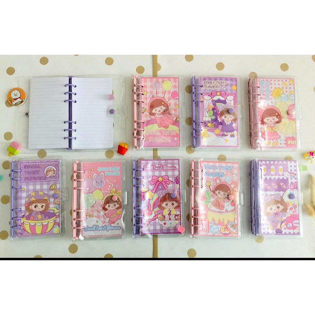 

map binder a6 ring 6 besi momo / sanrio kuromi isi 80 lmbar cover lentur kancing jurnal / estetik karakter