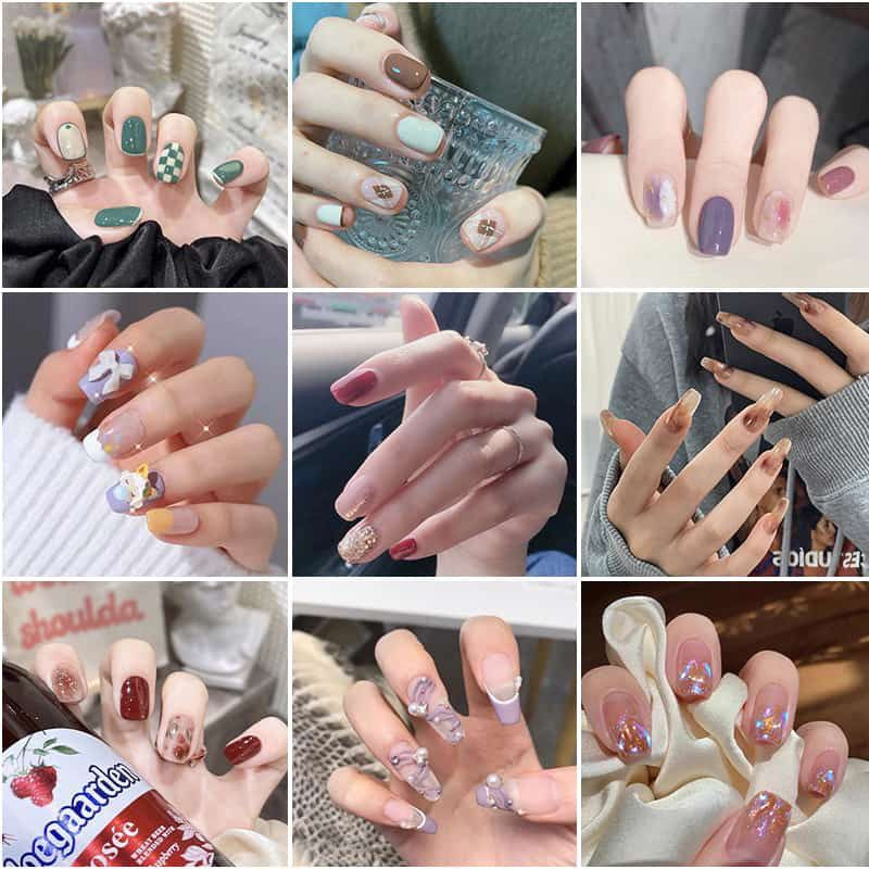 24pcs Kuku Palsu Nail Art Fake Nail Art 3D Kuku Palsu Kutek 3D Instan COD