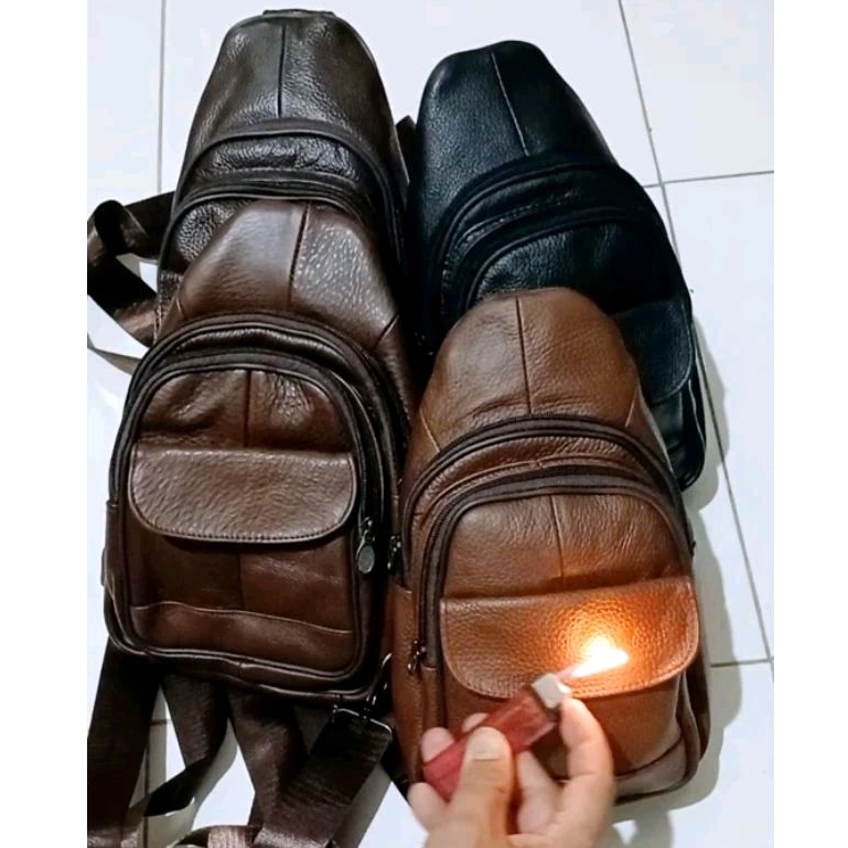 Tas slempang bahu pria 100% kulit asli tas dada pria  Original kulit sapi asli.tas kulit