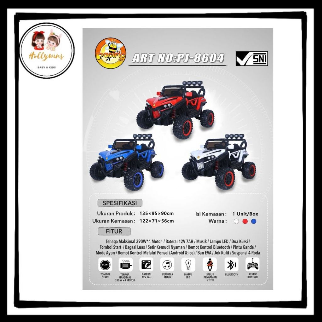 MAINAN ANAK MOBIL AKI JEEP PACIFIC PJ 8604