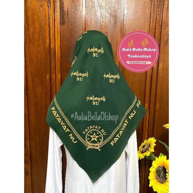 HIJAB SEGIEMPAT FATAYAT NU BOLBAL WARNA HIJAU BOTOL