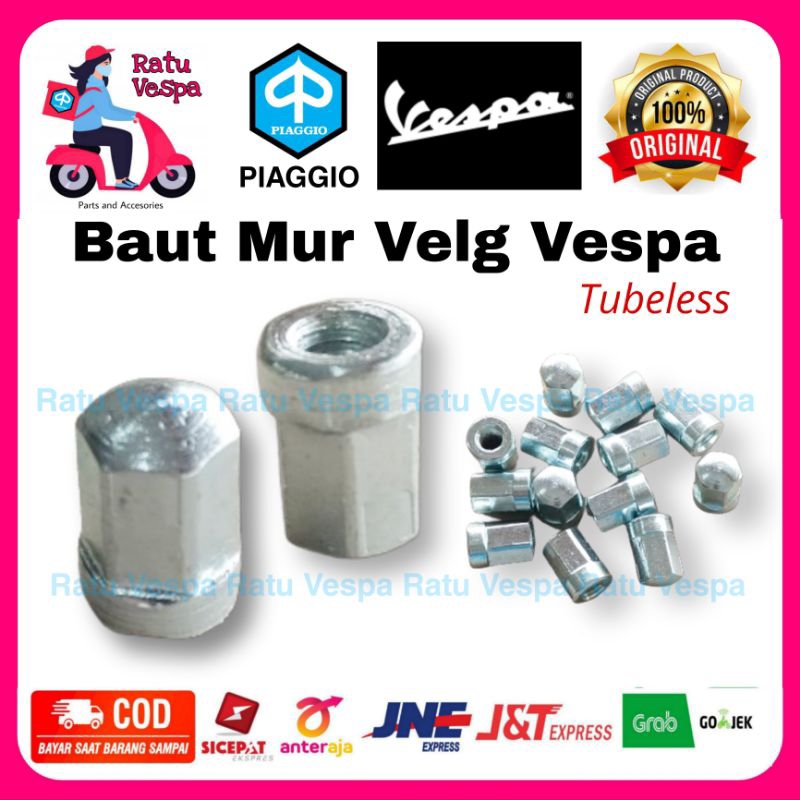 Baut Mur Velg Tubeles Vespa Super Sprint PX PS Spartan Exclusive Excel