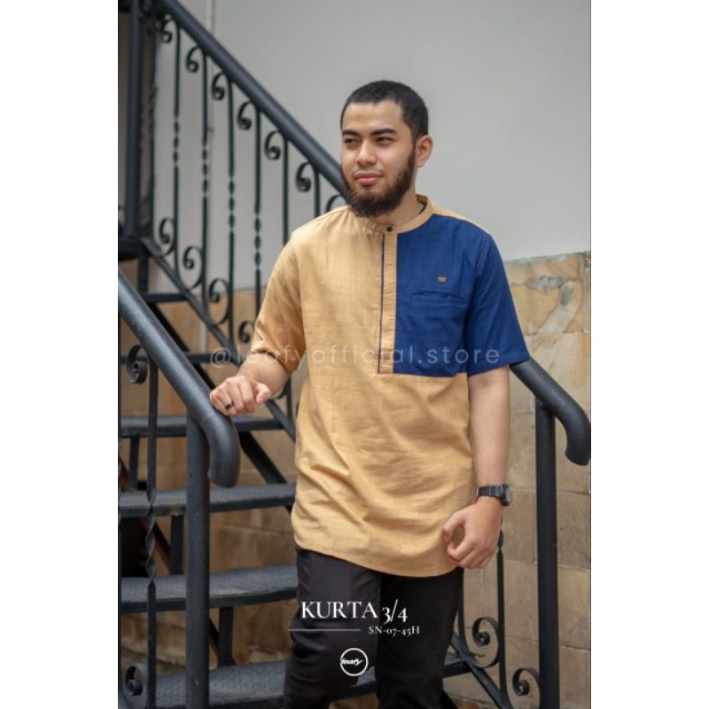 Leafy Official Kurta Pakistan Kasual Moderen Pria Distro Terbaru  dan Terlaris Kemko Kemeja Koko Ker