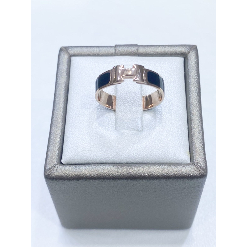 Cincin emas Rosegold hitam herme 750