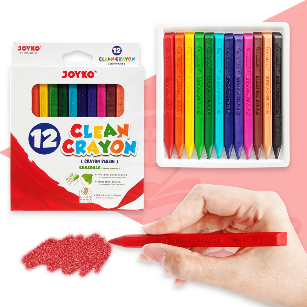 

Krayon Bersih Dapat Dihapus Clean Crayon Erasable Joyko