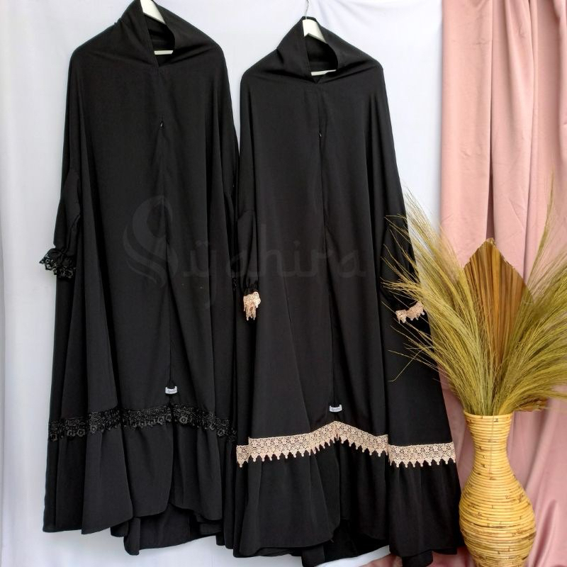 KHAMILA Overhead Khimar Renda (Khimar Overhead Fortaleza - Jetblack - Marbella anti UV)