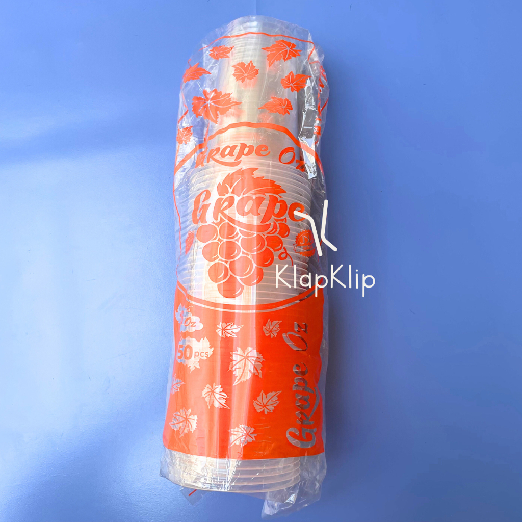 50pcs Cup 16oz Datar Anggur - Gelas Plastik 16oz 473ml Merek Anggur - Cup Plastik Cupcake Kecil Bula