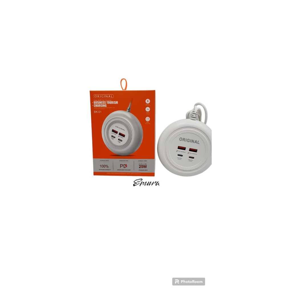Power socket colokan USB dan Type C Kabel colokan Listrik Fast charging 25 W BK 01